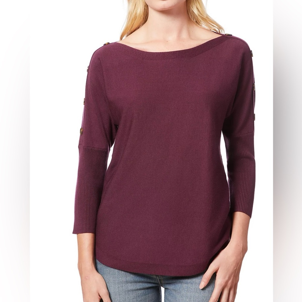 NWT Melissa Paige Women's Dolman-Sleeve Buttoned-Sleeve Sweater